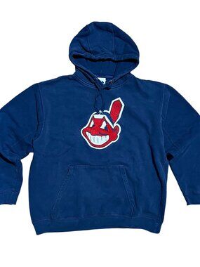 Cleveland Indians Chief Wahoo Majestic Y2K Vintage Hoodie Sweatshirt, Men's XL
